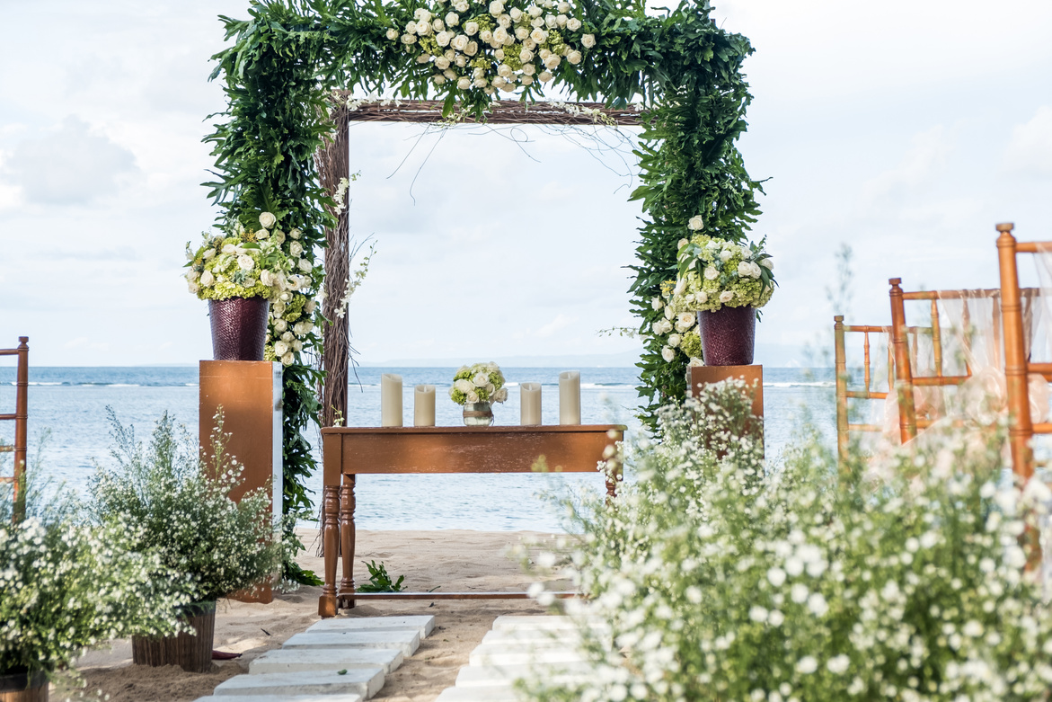 Wedding on the beach, Tropical settings for a wedding on a beach - Bali island. Exotic destination wedding concept